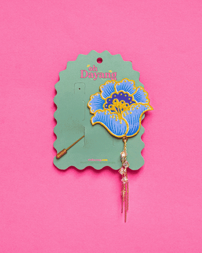 Blue Batik Dangling Lapel Pin