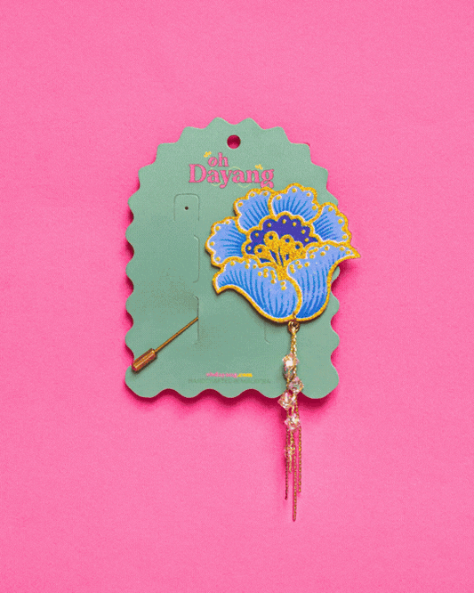 Blue Batik Dangling Lapel Pin