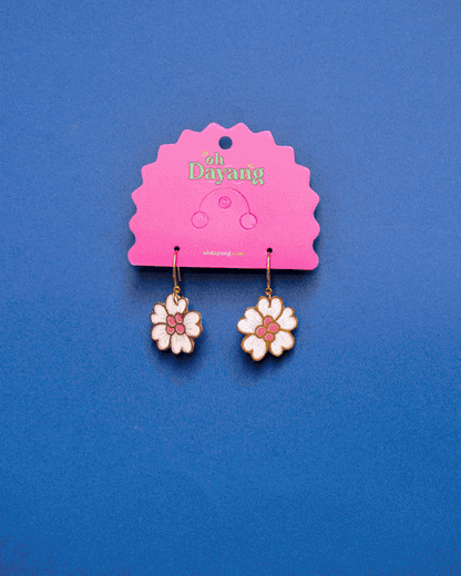Green/ Pink Batik Hook Earrings