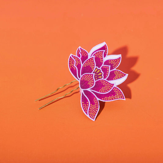 Lotus Batik Hair Comb Clip