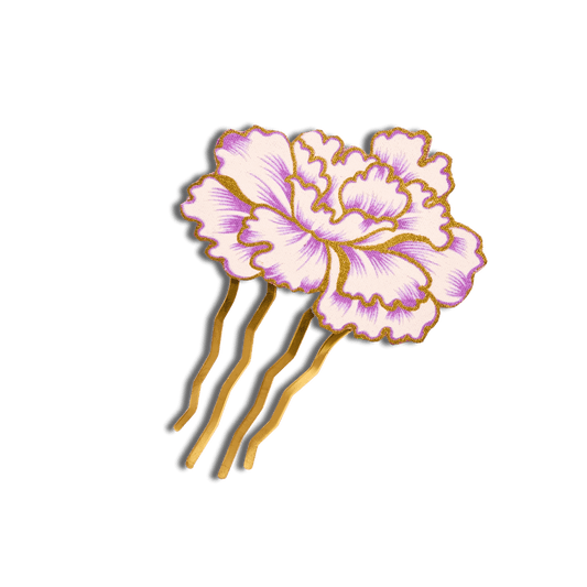 Peony Haze Batik Hair Comb Pin