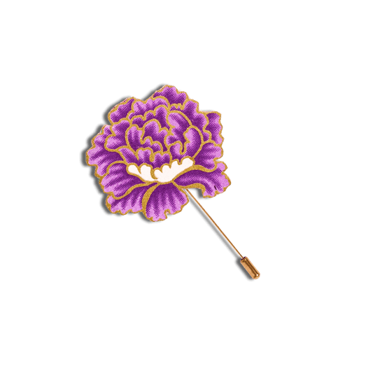 Peony Plum Batik Lapel Pin