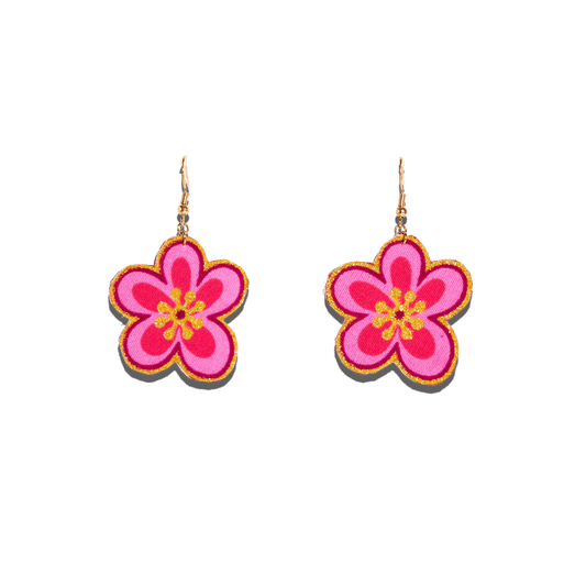 Polly Pink Batik Hook Earrings