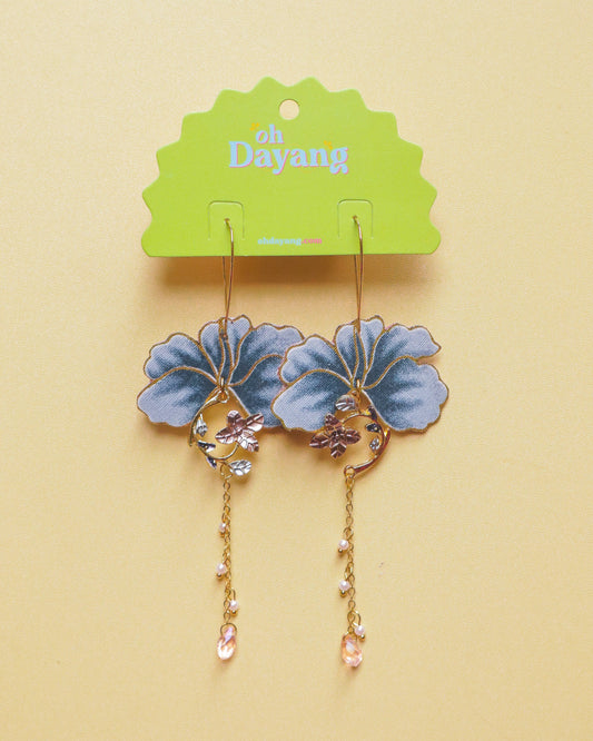 Roselle Hibiscus Hoop Dangle Earrings