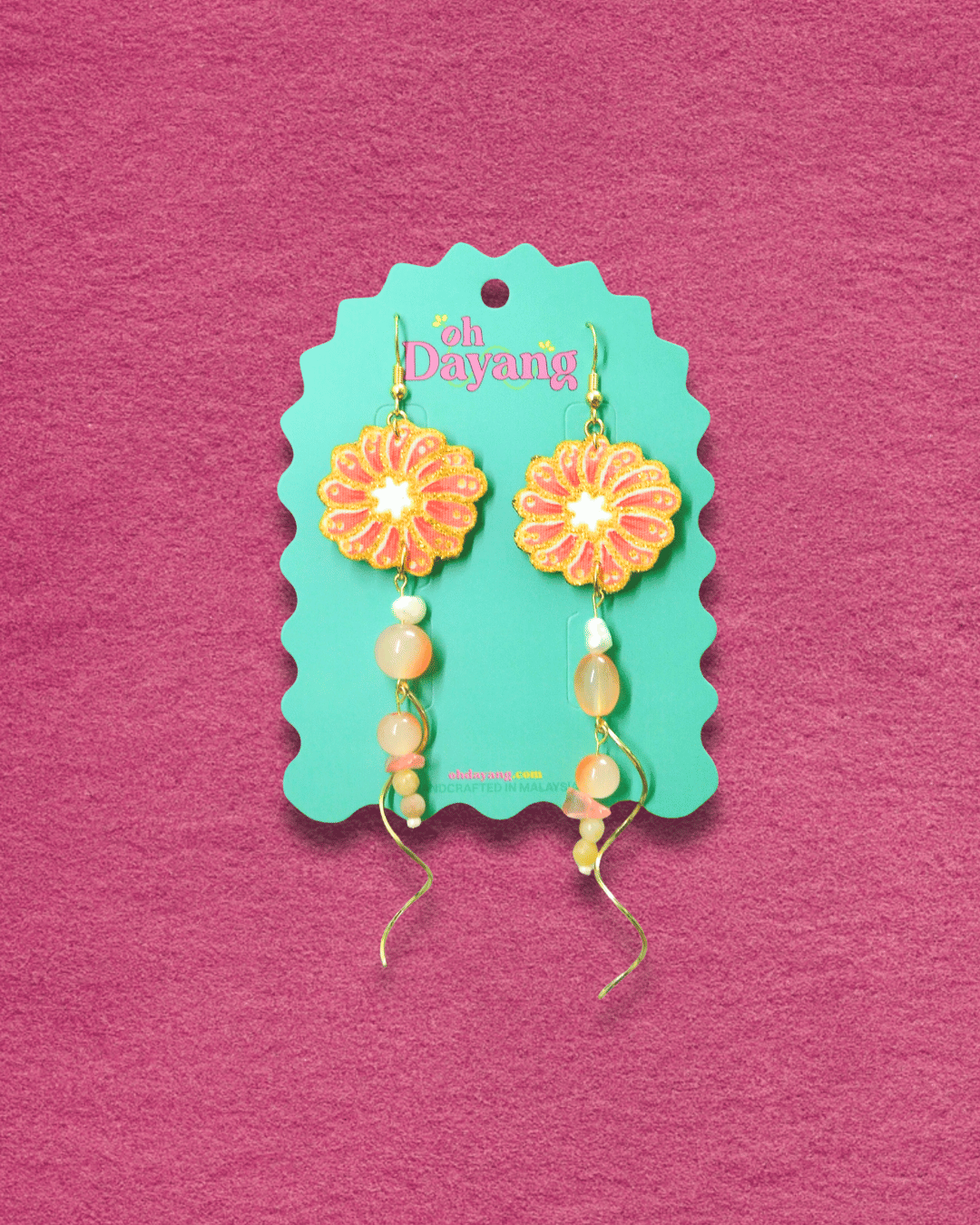 Sunset Dew Dangle Batik Hook Earrings