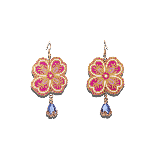 Sakura Drop Batik Hook Earrings