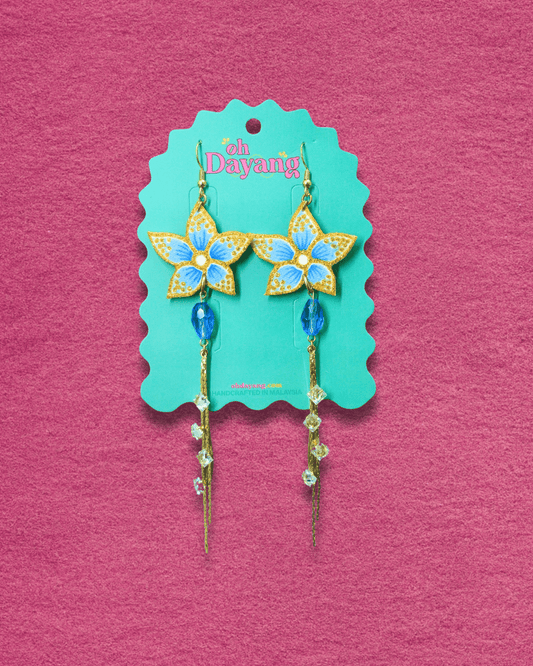 Titis Biru Dangle Batik Hook Earrings