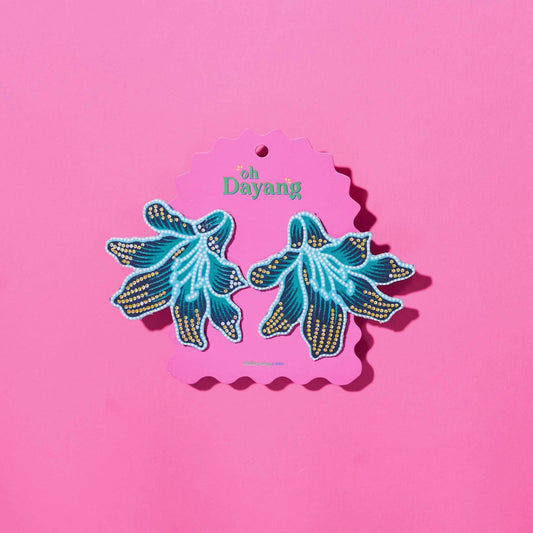 Lustrous Lily Batik Stud Earrings