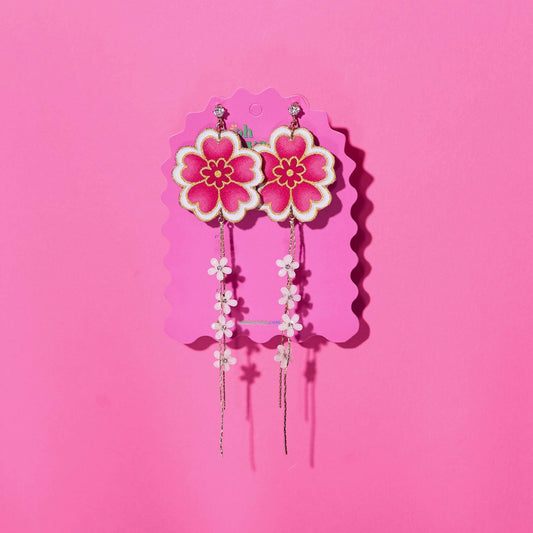 Bubblegum Drops Dangle Batik Stud Earrings