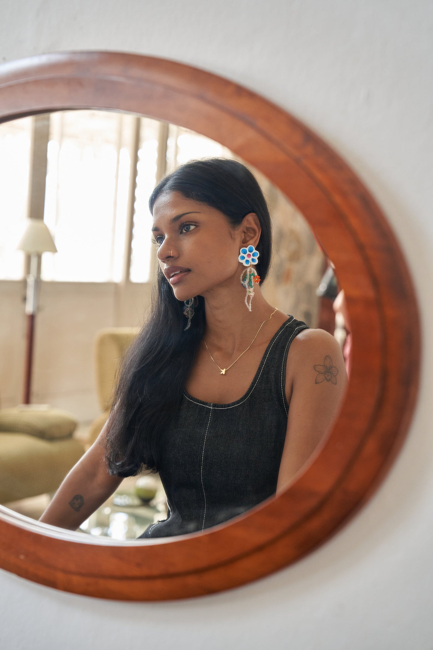 Hana Beaded Dangle Stud Earrings