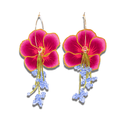 Blushing Orchid Dangle Hoop Earrings