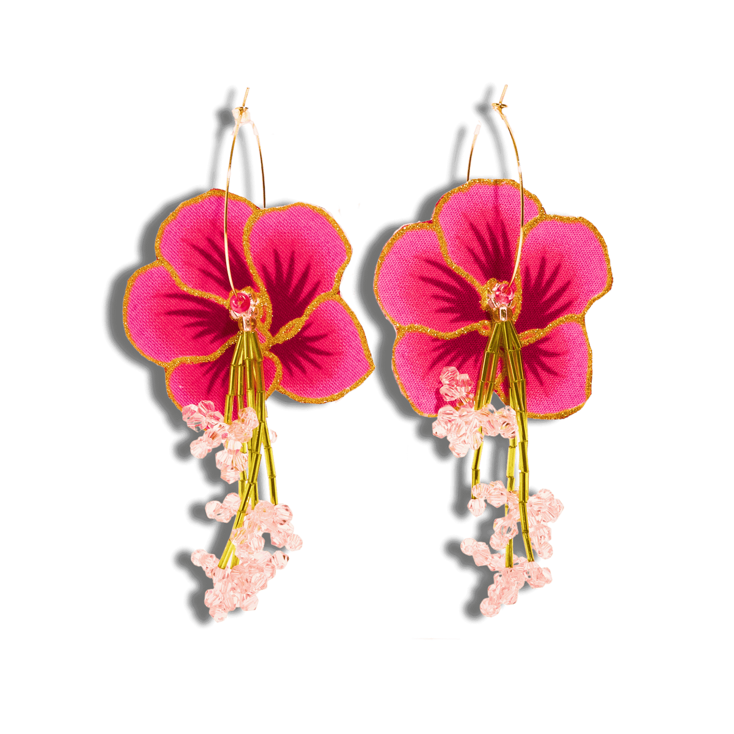 Blushing Orchid Dangle Hoop Earrings