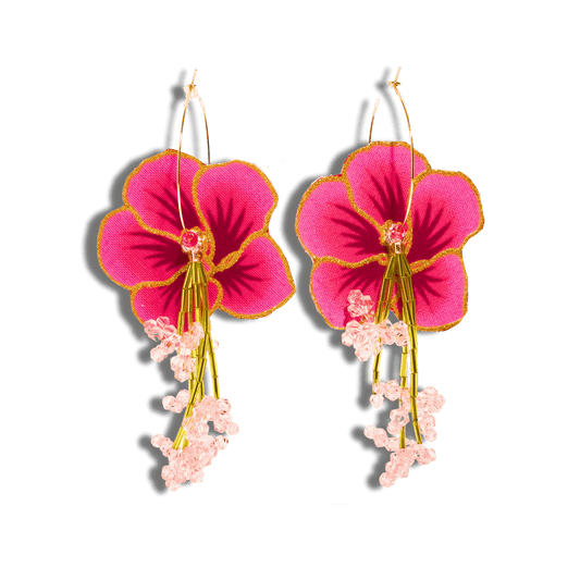 Blushing Orchid Dangle Hoop Earrings