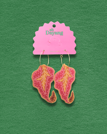 Dedaun Batik Hoop Earrings