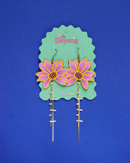 Purple Batik Dangle Earrings