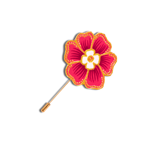 Ruby Blossom Batik Lapel Pin